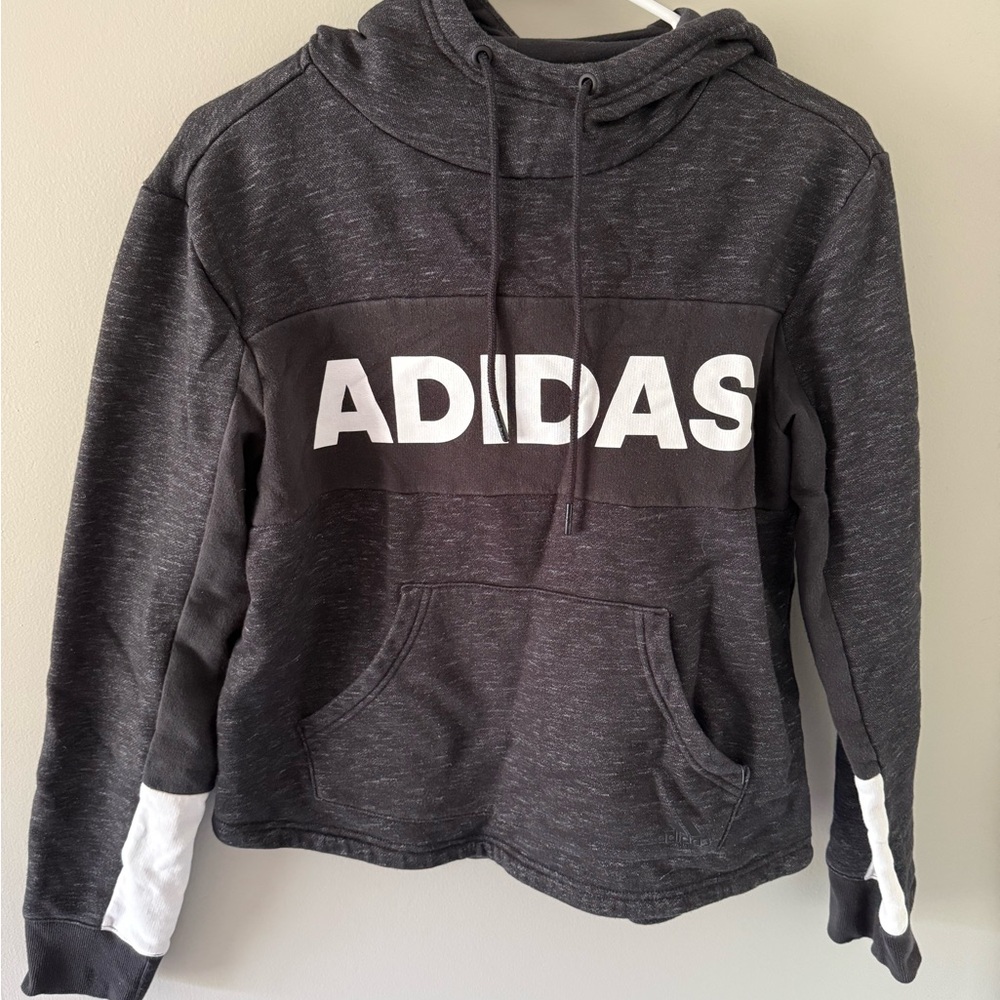 Adidas Dark Gray Hoodie with White Logo